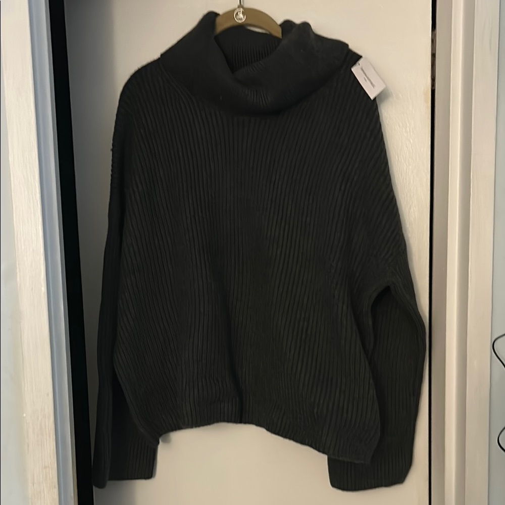 Banana Republic Factory Ribbed Turtleneck Sweater XL NWT Dark Heather Gray